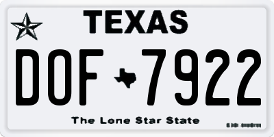 TX license plate DOF7922