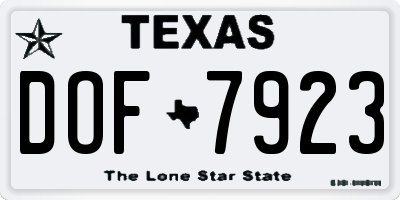 TX license plate DOF7923