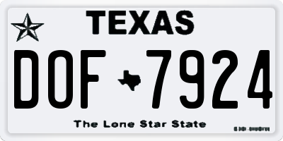 TX license plate DOF7924