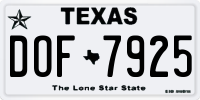 TX license plate DOF7925
