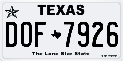 TX license plate DOF7926