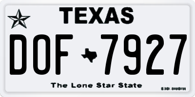 TX license plate DOF7927