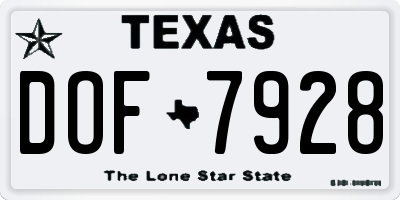 TX license plate DOF7928