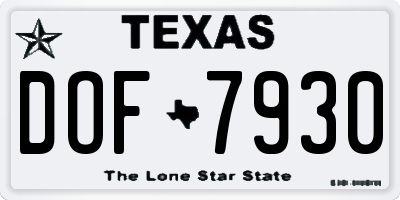 TX license plate DOF7930
