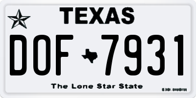 TX license plate DOF7931