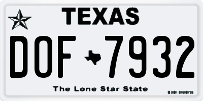 TX license plate DOF7932