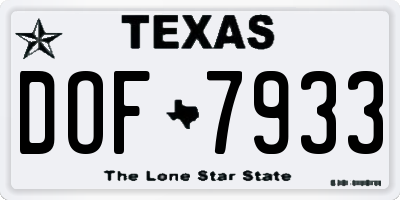 TX license plate DOF7933