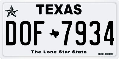 TX license plate DOF7934
