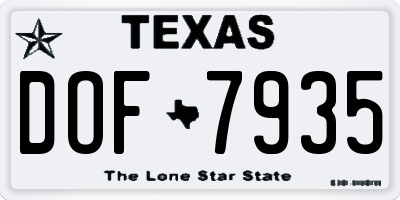 TX license plate DOF7935