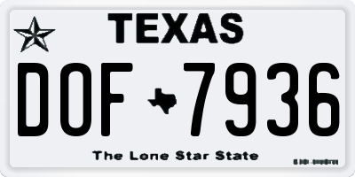 TX license plate DOF7936