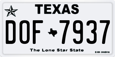 TX license plate DOF7937