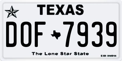 TX license plate DOF7939