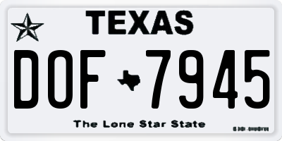 TX license plate DOF7945