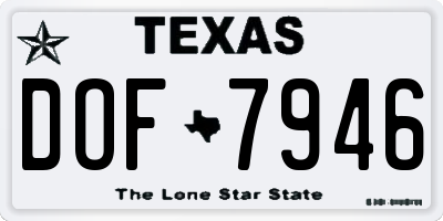 TX license plate DOF7946