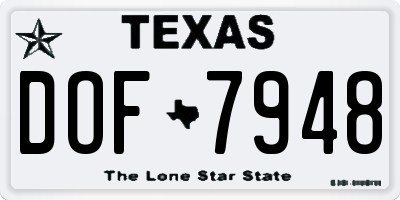 TX license plate DOF7948