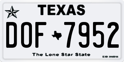 TX license plate DOF7952