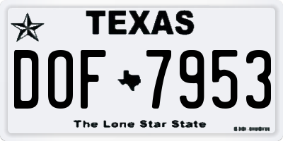 TX license plate DOF7953