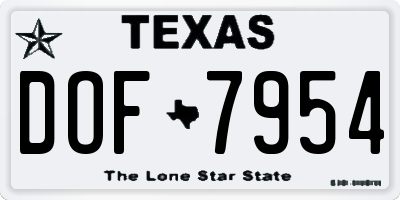 TX license plate DOF7954