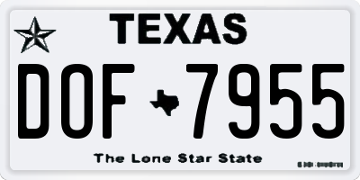 TX license plate DOF7955