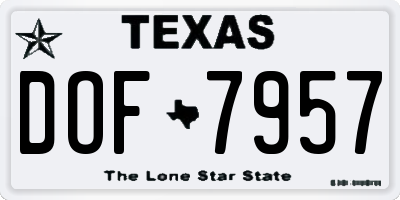 TX license plate DOF7957