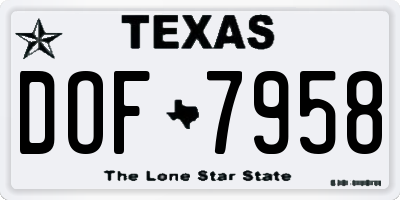 TX license plate DOF7958