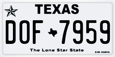 TX license plate DOF7959