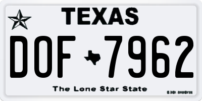 TX license plate DOF7962