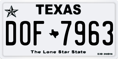 TX license plate DOF7963