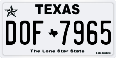 TX license plate DOF7965