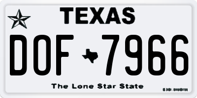TX license plate DOF7966