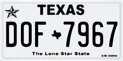 TX license plate DOF7967