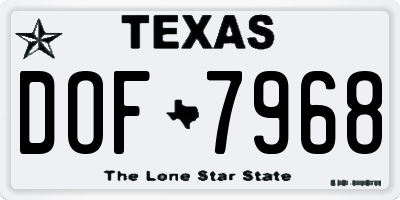 TX license plate DOF7968