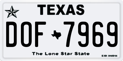 TX license plate DOF7969