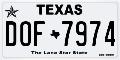 TX license plate DOF7974