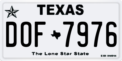 TX license plate DOF7976