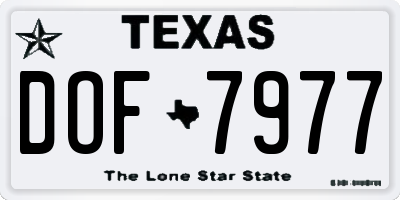 TX license plate DOF7977