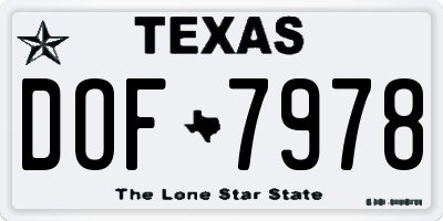 TX license plate DOF7978