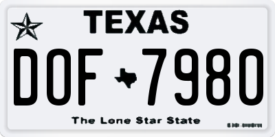 TX license plate DOF7980