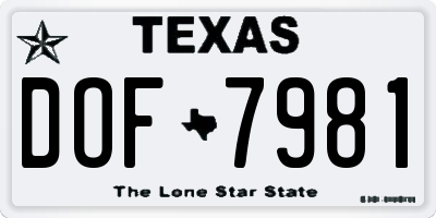 TX license plate DOF7981