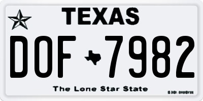 TX license plate DOF7982