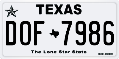 TX license plate DOF7986
