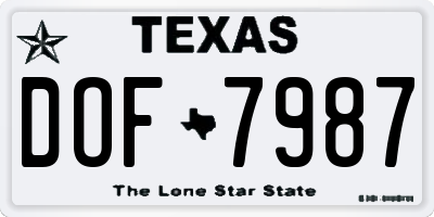 TX license plate DOF7987