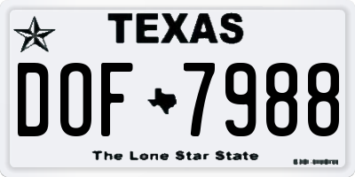 TX license plate DOF7988