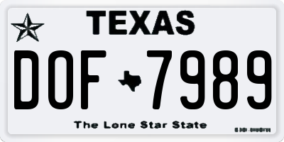 TX license plate DOF7989