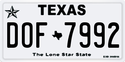 TX license plate DOF7992
