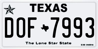 TX license plate DOF7993
