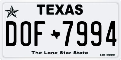 TX license plate DOF7994