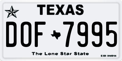TX license plate DOF7995
