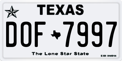 TX license plate DOF7997