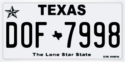 TX license plate DOF7998